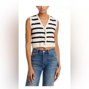 Line and Dot Black and Cream Striped sweater Vest Small NWT